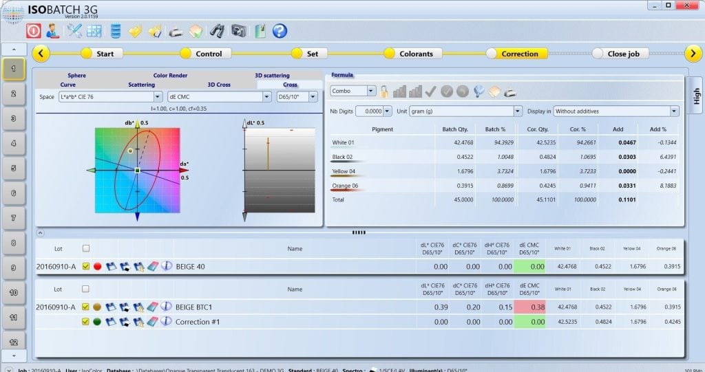 Isomatch colour formulation software